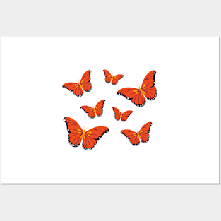 Vintage red butterflies Posters and Art